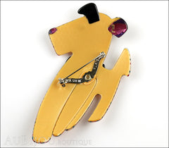 Lea Stein Ric The Airedale Terrier Dog Brooch Pin Golden Yellow Multicolor Dots 2 Back