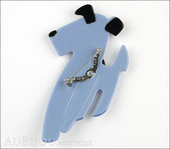 Lea Stein Ric The Airedale Terrier Dog Brooch Pin Light Blue Black Back