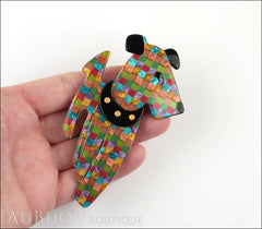 Lea Stein Ric The Airedale Terrier Dog Brooch Pin Multicolor Mosaic Model