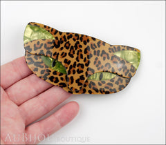 Lea Stein Romeo The Cat Brooch Pin Animal Print Green Model