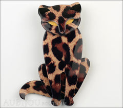 Lea Stein Sacha The Cat Brooch Pin Animal Print Caramel Front
