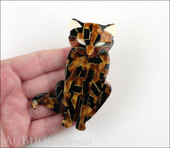 Lea Stein Sacha The Cat Brooch Pin Black Tortoise Cream Model
