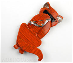 Lea Stein Sacha The Cat Brooch Pin Orange Harlequin Black Back