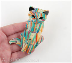 Lea Stein Sacha The Cat Brooch Pin Multicolor Abstract Black Model