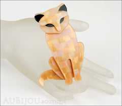 Lea Stein Sacha The Cat Brooch Pin Pearly Apricot Black Mannequin
