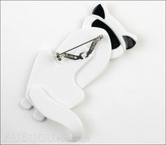 Lea Stein Sacha The Cat Brooch Pin Pearly White Black Back