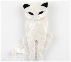 Lea Stein Sacha The Cat Brooch Pin Pearly White Black Front