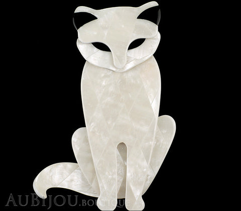 Lea Stein Sacha The Cat Brooch Pin Pearly White Black Gallery
