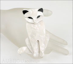 Lea Stein Sacha The Cat Brooch Pin Pearly White Black Mannequin