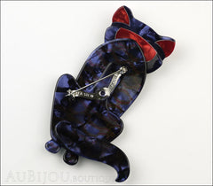 Lea Stein Sacha The Cat Brooch Pin Silver Grey Red Back