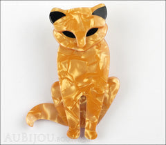Lea Stein Sacha The Cat Brooch Pin Yellow Orange Black Front