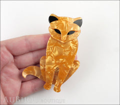 Lea Stein Sacha The Cat Brooch Pin Yellow Orange Black Model