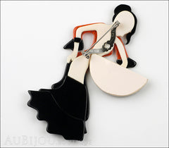 Lea Stein Seville Flamenco Dancer Brooch Pin Black Orange Back