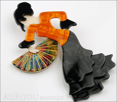Lea Stein Seville Flamenco Dancer Brooch Pin Black Orange Side