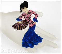 Lea Stein Seville Flamenco Dancer Brooch Pin Blue Floral Mannequin