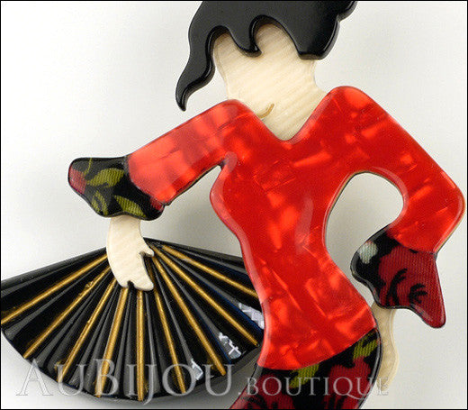 Lea Stein Seville Flamenco Dancer Brooch Pin Red Black Gallery