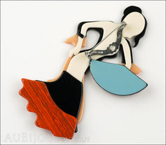 Lea Stein Seville Flamenco Dancer Brooch Pin Orange Black Back