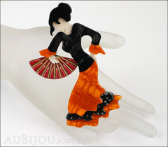 Lea Stein Seville Flamenco Dancer Brooch Pin Orange Black Mannequin