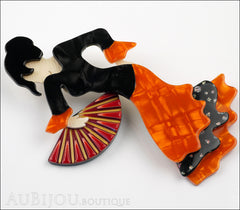 Lea Stein Seville Flamenco Dancer Brooch Pin Orange Black Side