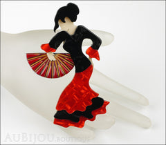 Lea Stein Seville Flamenco Dancer Brooch Pin Floral Red Mannequin