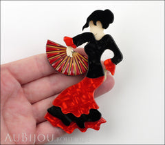 Lea Stein Seville Flamenco Dancer Brooch Pin Floral Red Model