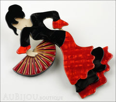 Lea Stein Seville Flamenco Dancer Brooch Pin Floral Red Side