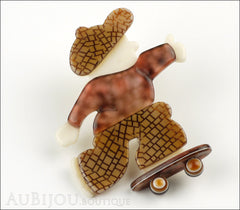 Lea Stein Skateboarder Boy Brooch Pin Chocolate Brown Mesh Tortoise Side