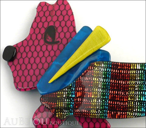 Lea Stein Socks Soknia Terrier Dog Brooch Pin Purple Mesh Rainbow Lurex Gallery