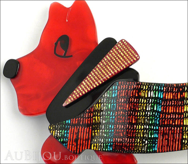 Lea Stein Socks Soknia Terrier Dog Brooch Pin Red Black Rainbow Lurex Gallery