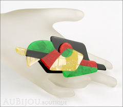 Lea Stein Sonia Delaunay Abstract Art Brooch Pin Black Green Yellow Red Mannequin