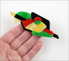 Lea Stein Sonia Delaunay Abstract Art Brooch Pin Black Green Yellow Red Model