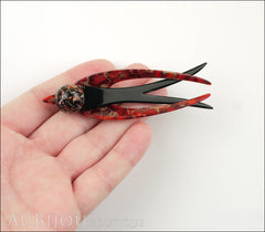 Lea Stein Swallow Brooch Pin Black Red Model