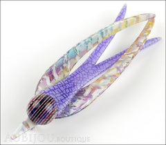 Lea Stein Swallow Brooch Pin Lilac Purple Side