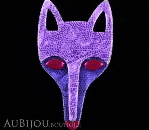 Lea Stein Tete Fox Head Brooch Pin Mosaic Violet Purple Gallery