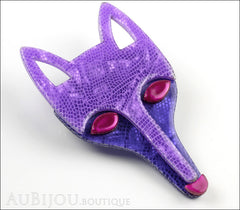 Lea Stein Tete Fox Head Brooch Pin Mosaic Violet Purple Side