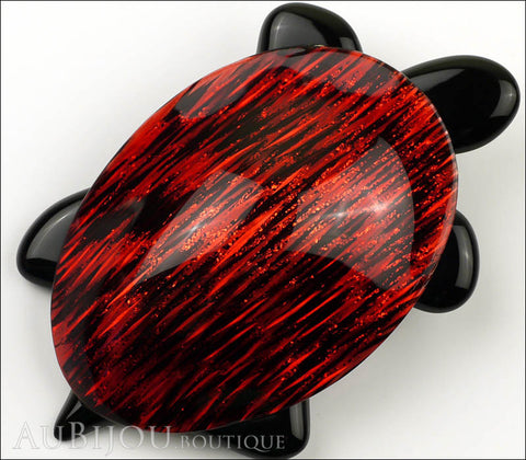Lea Stein Turtle Brooch Pin Black Red Sparkly Lurex Gallery