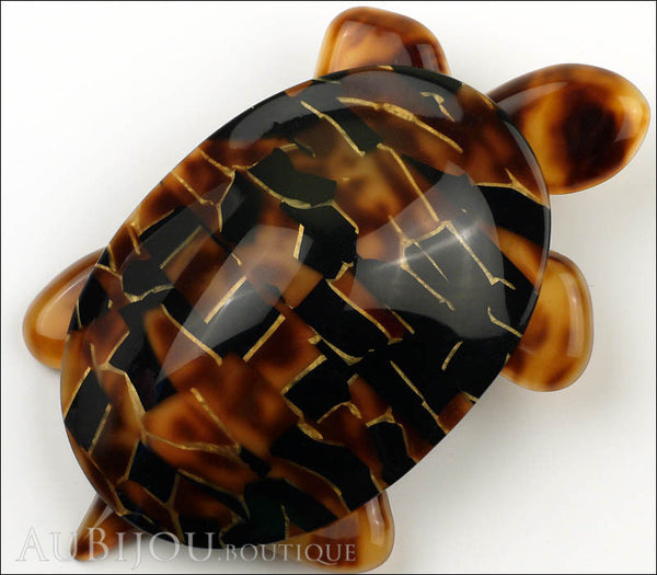 Lea Stein Turtle Brooch Pin Black Tortoise Horn Mosaic Gallery