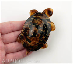 Lea Stein Turtle Brooch Pin Black Tortoise Horn Mosaic Model
