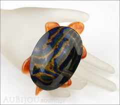 Lea Stein Turtle Brooch Pin Blue Green Gold Amber Mannequin