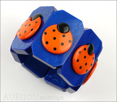 Marie-Christine Pavone Bracelet Ladybug Insect Cobalt Blue Orange Galalith Paris France Front