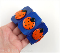 Marie-Christine Pavone Bracelet Ladybug Insect Cobalt Blue Orange Galalith Paris France Model