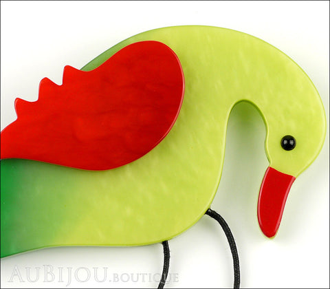 Marie-Christine Pavone Brooch Bird Goose Duck Green Red Galalith Gallery