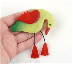 Marie-Christine Pavone Brooch Bird Goose Duck Green Red Galalith Model