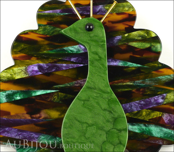 Marie-Christine Pavone Brooch Bird Peacock Green Multicolor Galalith Gallery
