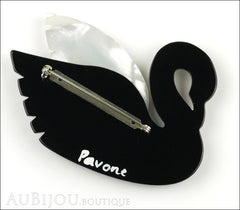 Marie-Christine Pavone Brooch Bird Swan Black White Galalith Back