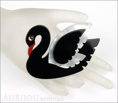 Marie-Christine Pavone Brooch Bird Swan Black White Galalith Mannequin