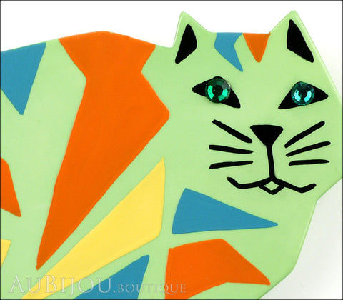Marie-Christine Pavone Brooch Cat African Green Almond Galalith Limited Edition Gallery