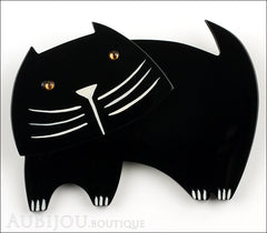Marie-Christine Pavone Brooch Cat Bandino Black Galalith Front