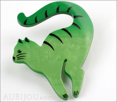 Marie-Christine Pavone Brooch Cat Cello Green Galalith Side