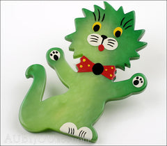 Marie-Christine Pavone Brooch Cat Clown Green Galalith Side
